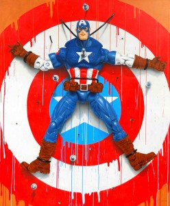 'Captain America 1:8:5', 2009, oil and acrylic on canvas, 6 x 5 ft, Image Courtesy of Taksu Gallery
