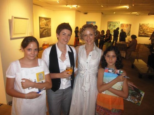 Rimbun Dahan resident artist Monika Behrens and partner Rochelle Haley flanked by Mathilde Alauzet and Inaara Imran. 