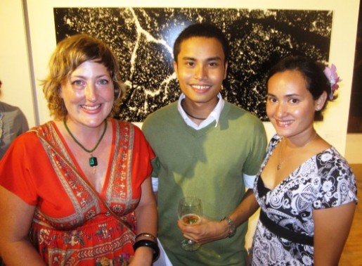 Malacca-based artist Australian Michelle Cohen with filmmaker duo Ahmad Yazid and Lydia Lubon. 