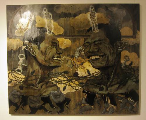  Samsudin Wahab, Double Portrait with Death, 2009, Acrylic & bitumen on canvas, 183 x 153cm. 