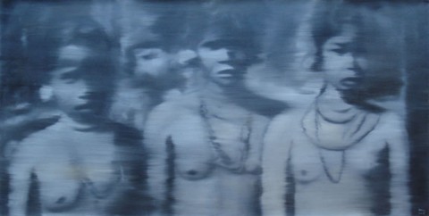Nguyen Quang Huy, 'Sisters of Indochina No 29' 2007, Oil on jute, 100 x 200cm