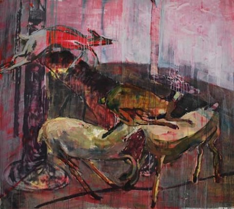 phan-thao-nguye_4animals4poles_2009_oil-on-canvas_174x194cm