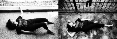 Bernice Chauly, Killing Time Series 3, 2009, silver gelatin on photographic paper, 12' x 32' (diptych)