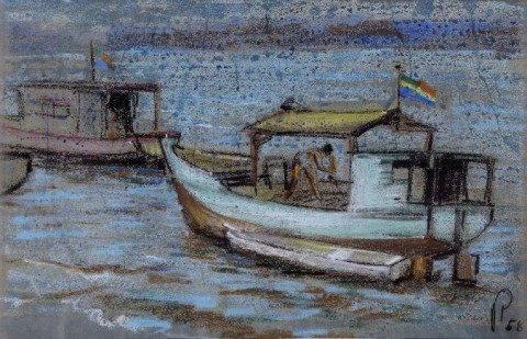 workingontheboat1958pastel